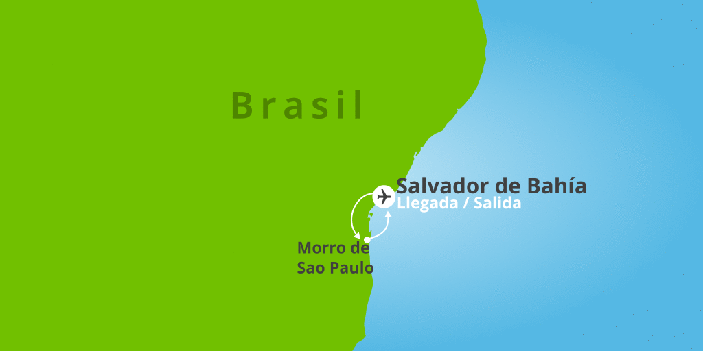 Mapa del viaje: Viaje a Salvador de Bahía y Morro de Sao Paulo de 9 días