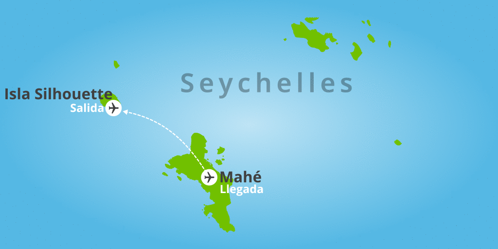 Mapa del viaje: Viaje a Seychelles en hoteles de 5 estrellas de 8 días