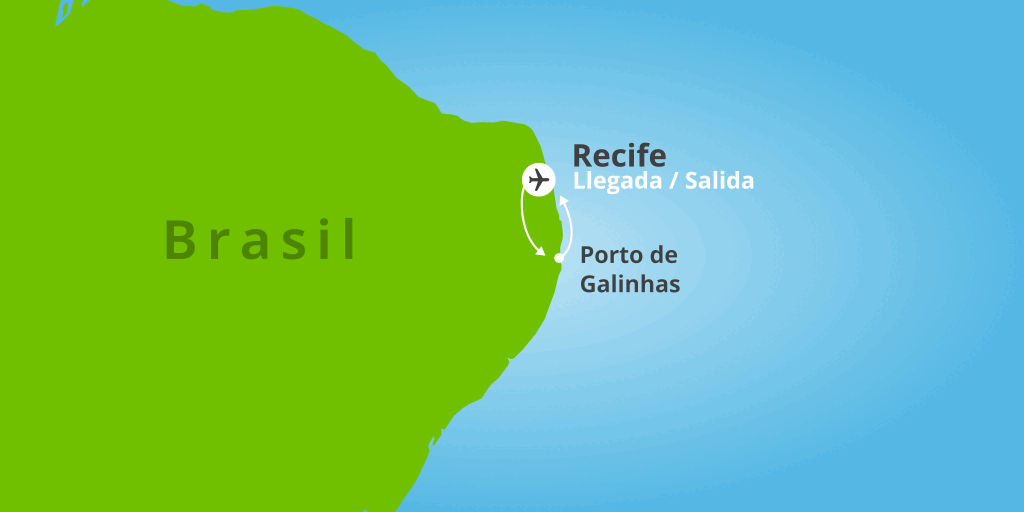 Mapa del viaje: Viaje al nordeste de Brasil: Porto de Galinhas todo incluido en 9 días