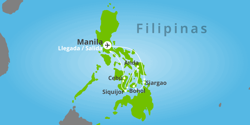 Mapa del viaje: Viaje de lujo al paraíso tropical de Filipinas en 17 días