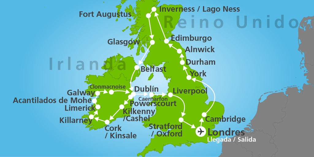 Viaje completo por Escocia, Irlanda e Inglaterra. Explora, en 11 días, Edimburgo, Lago Ness y Glasgow. Continúa por Belfast, Dublín, Liverpool y Oxford. 7