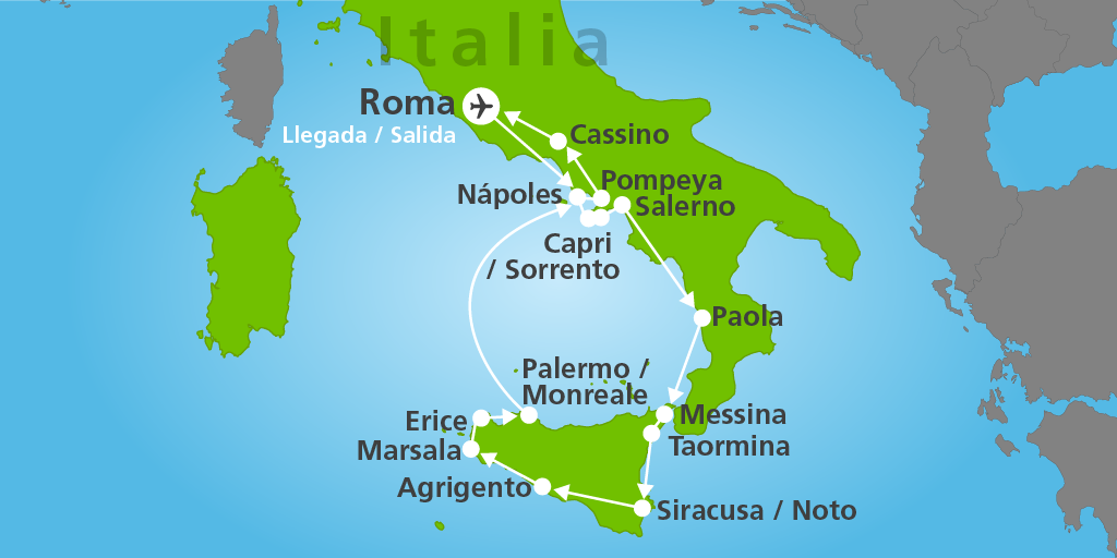 Con nuestro tour por Sicilia y el sur de Italia siente el encanto y autenticidad de Nápoles e Isla Capri. Recorre la bella costa Amalfitana, Sicilia y Palermo. 7