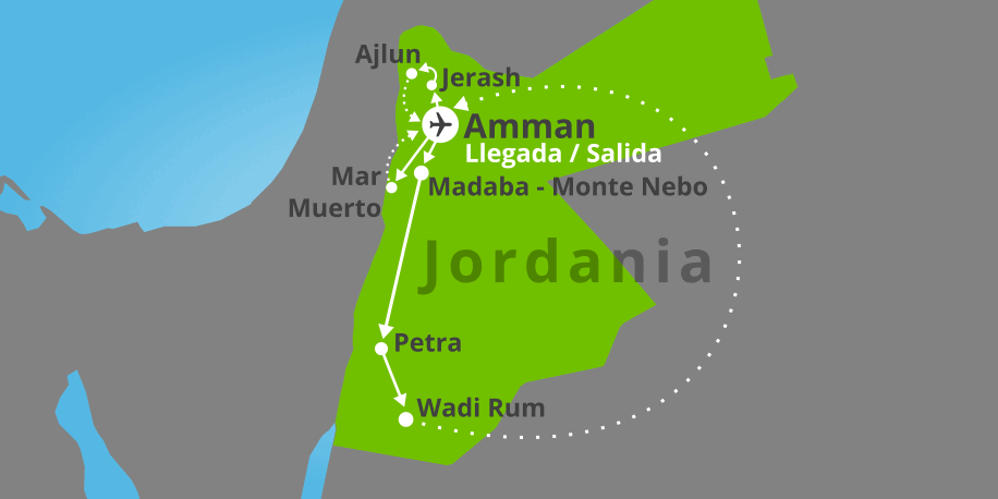 Mapa del viaje: Viaje a Jordania clásica en 7 días