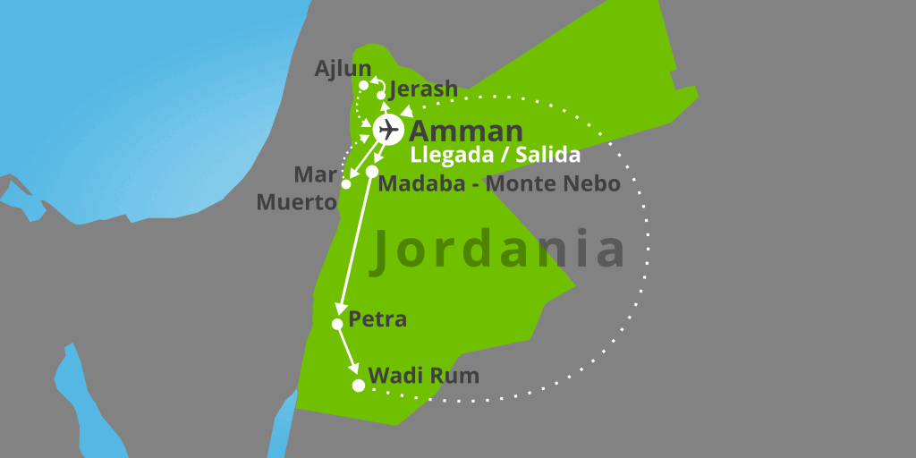 Mapa del viaje: Viaje a Jordania clásica en 7 días