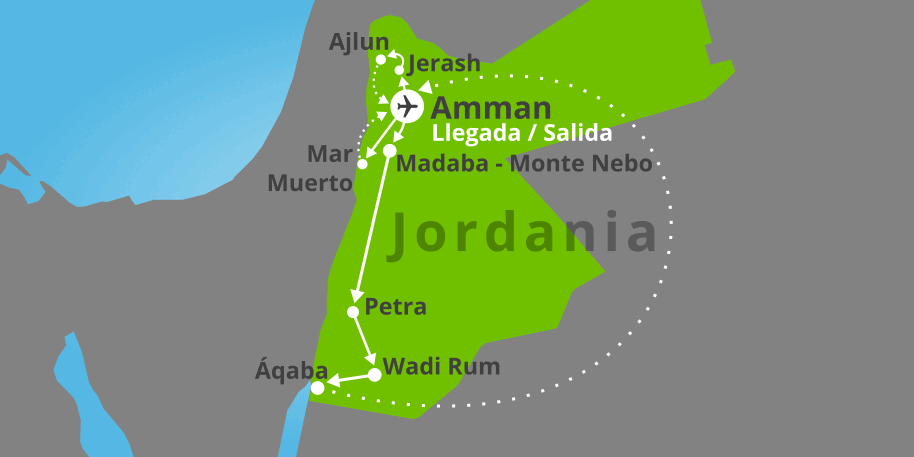 Mapa del viaje: Viaje completo a Jordania en 8 días
