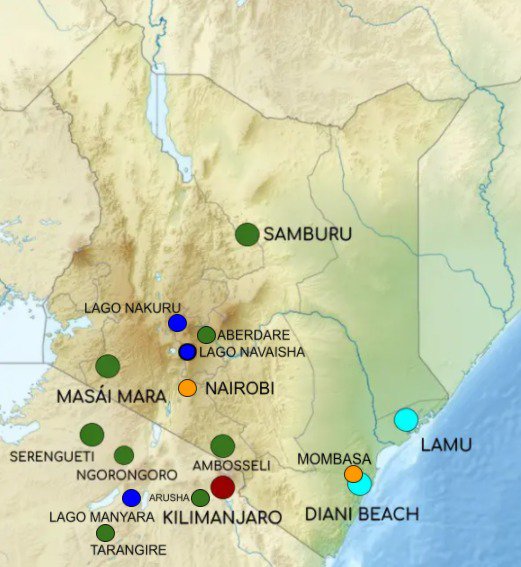 Mapa Parques Kenia