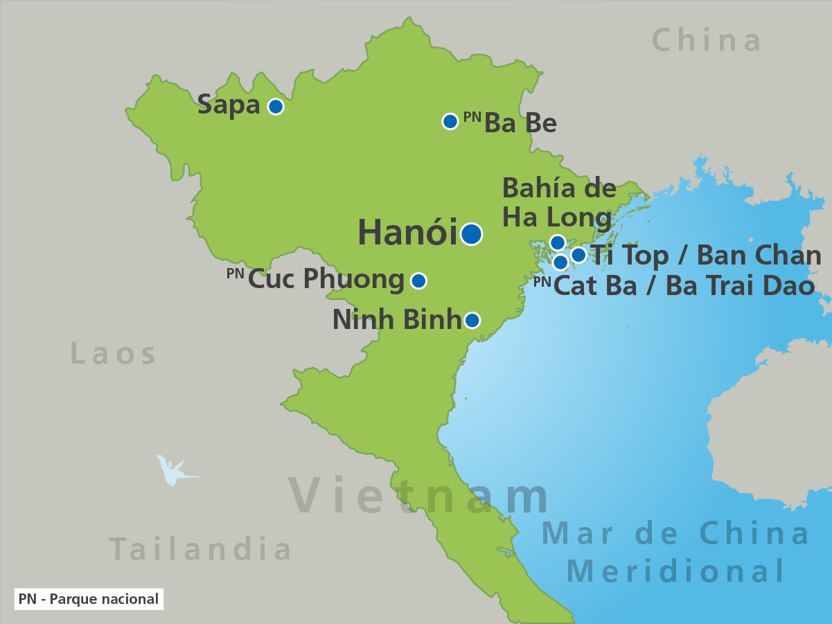 Mapa qué ver en Vietnam